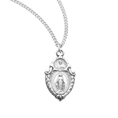 Sterling Silver Miraculous Medal Scapular Combination, Catholic Gift, Made in USA