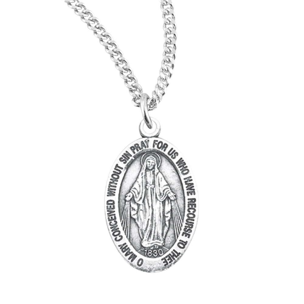 Sterling Silver Oval Miraculous Medal, Catholic Gift, Made in USA
