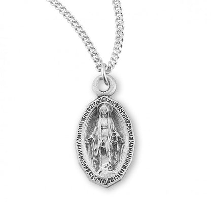Sterling Silver Oval Fancy Edge Miraculous Medal, Catholic Gift, Made in USA