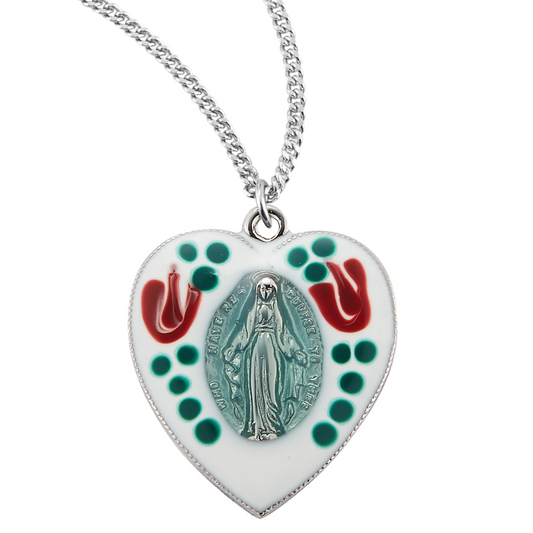Sterling Silver Enameled Miraculous Medal, Catholic Gift, Made in USA