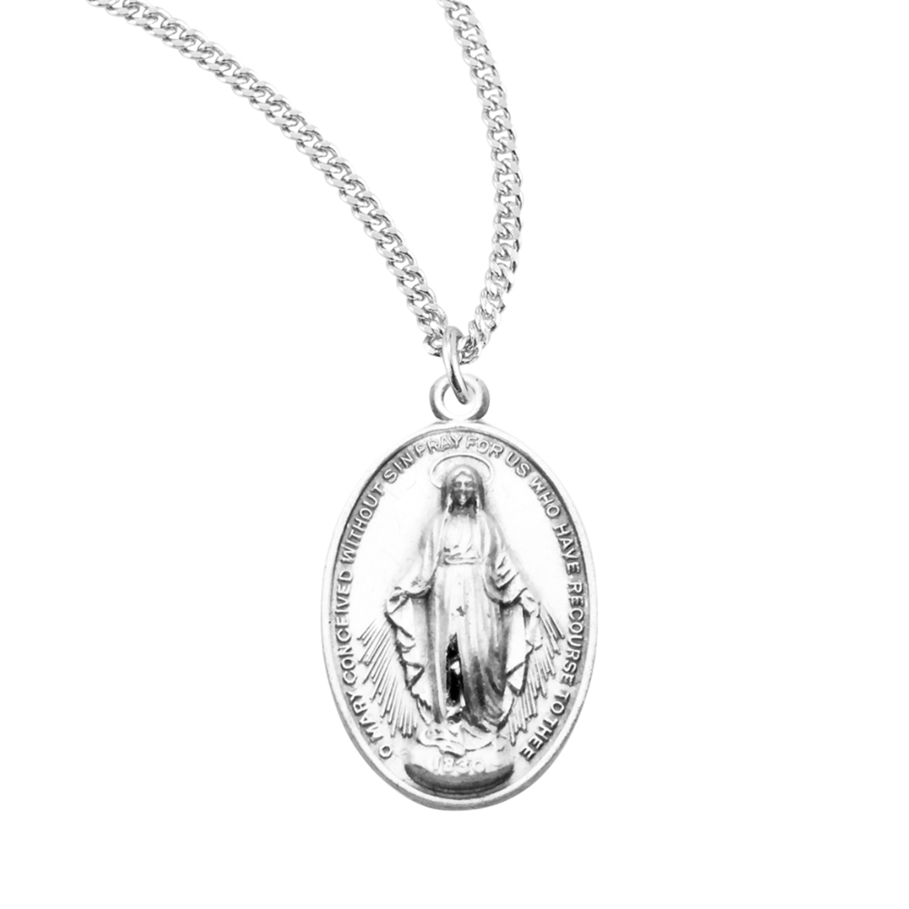 Sterling Silver Oval Miraculous Medal, Catholic Gift, Made in USA