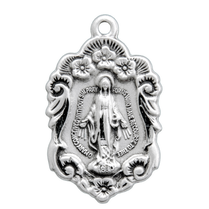 Miraculous Medal Sterling Silver Pendant Necklace - 18 Inch Chain, Made in USA