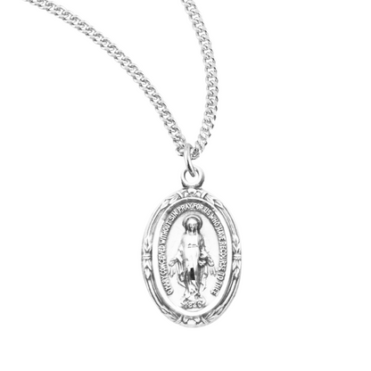 Sterling Silver Oval Miraculous Medal, Catholic Gift, Made in USA
