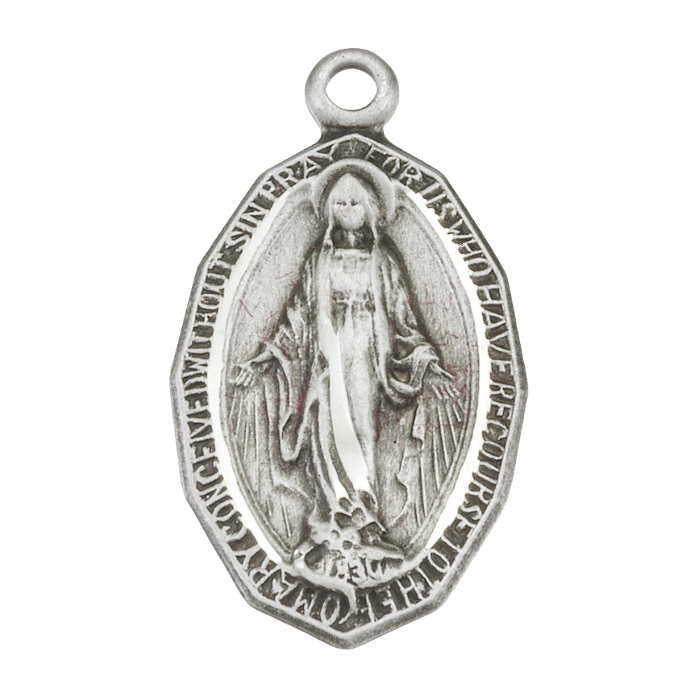 Miraculous Medal Sterling Silver Oval Pendant — 18" Chain, Gift Box Included