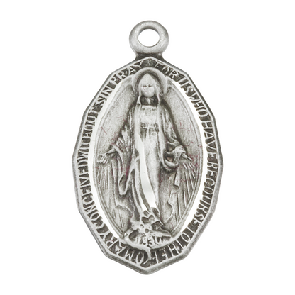 Miraculous Medal Sterling Silver Oval Pendant — 18" Chain, Gift Box Included