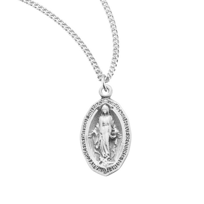 Sterling Silver Oval Miraculous Medal, Catholic Gift, Made in USA