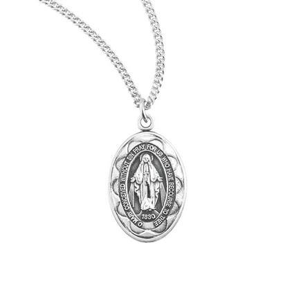 Sterling Silver Oval Miraculous Medal, Catholic Gift, Made in USA