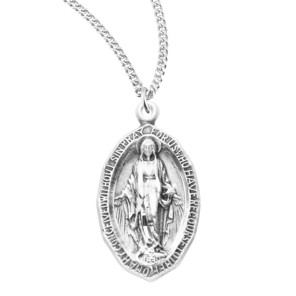 Sterling Silver Oval Miraculous Medal, Catholic Gift, Made in USA