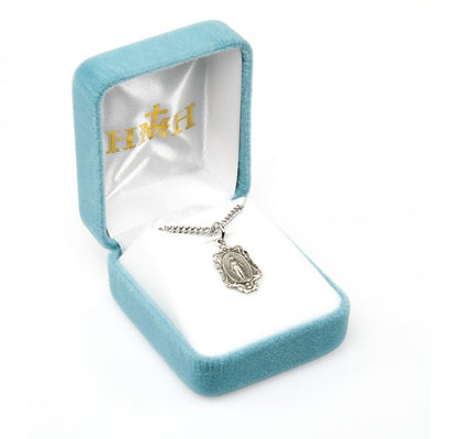 Miraculous Medal Sterling Silver Pendant Necklace - 18 Inch Chain, Made in USA