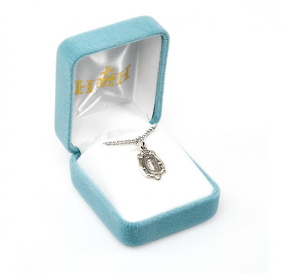 Miraculous Medal Sterling Silver Pendant Necklace - 18 Inch Chain, Made in USA