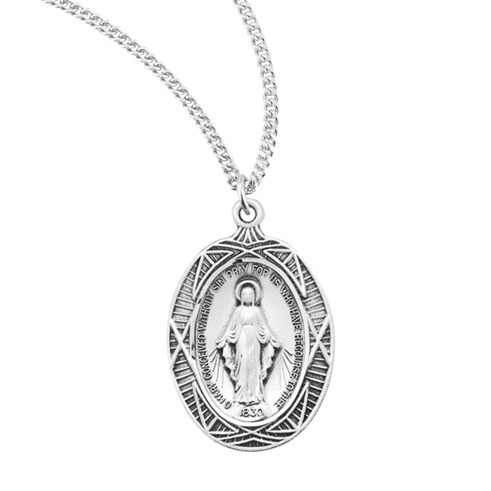 Sterling Silver Oval Miraculous Medal, Catholic Gift, Made in USA