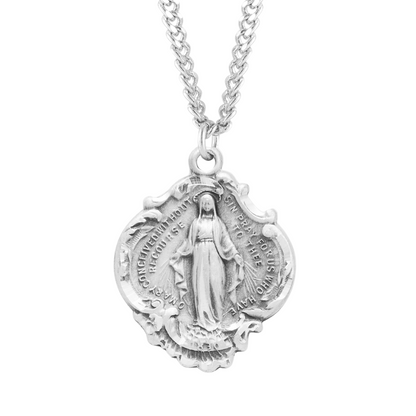 Sterling Silver Baroque Style Miraculous Medal, Catholic Gift, Made in USA