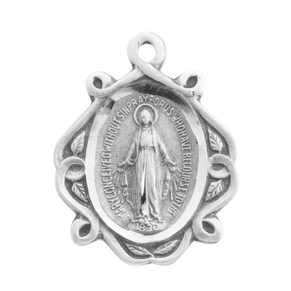 Miraculous Medal Sterling Silver Celtic Knot Pendant — 20" Chain, Gift Box