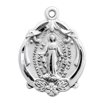 Miraculous Medal Sterling Silver Pendant Necklace - 18 Inch Chain, Made in USA