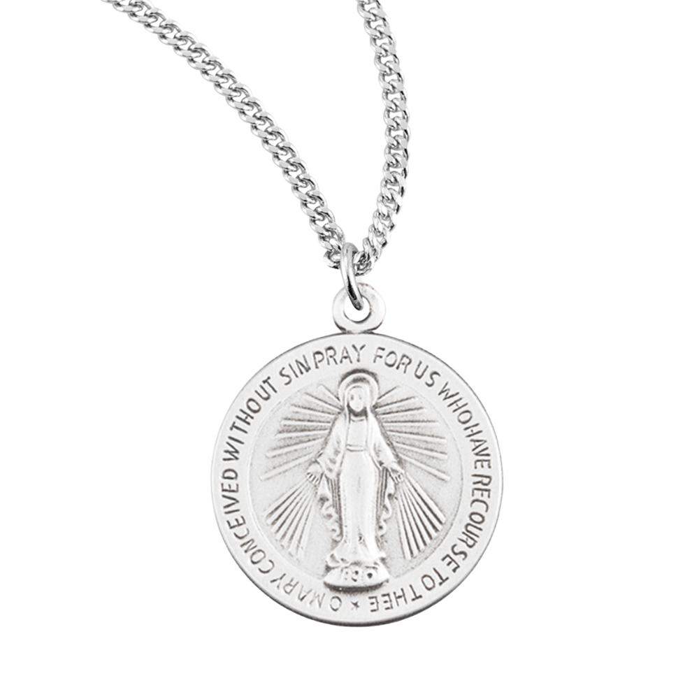 Sterling Silver Round Miraculous Medal, Catholic Gift, Made in USA
