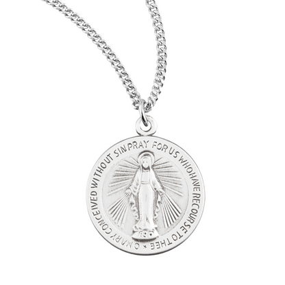 Sterling Silver Round Miraculous Medal, Catholic Gift, Made in USA