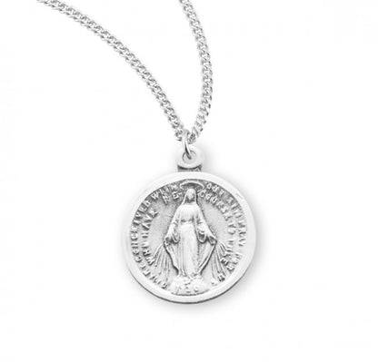 Sterling Silver Oval Pink Enameled Miraculous Medal, Catholic Gift, Made in USA