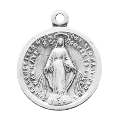 Miraculous Medal Pink Enameled Sterling Silver Pendant — 18" Chain, Gift Box