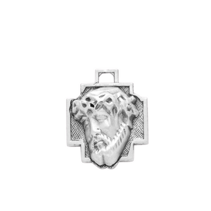 Christ Head Sterling Silver Medal Necklace — 18" Chain, Made in USA, Gift Box