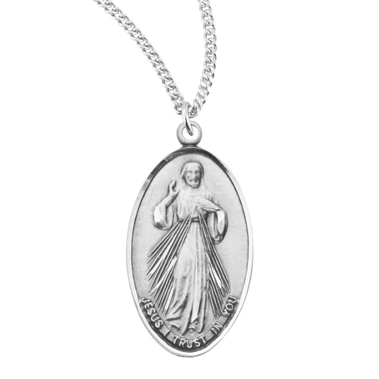 Divine Mercy/Saint Faustina Sterling Silver Medal, Catholic Gift, Made in USA