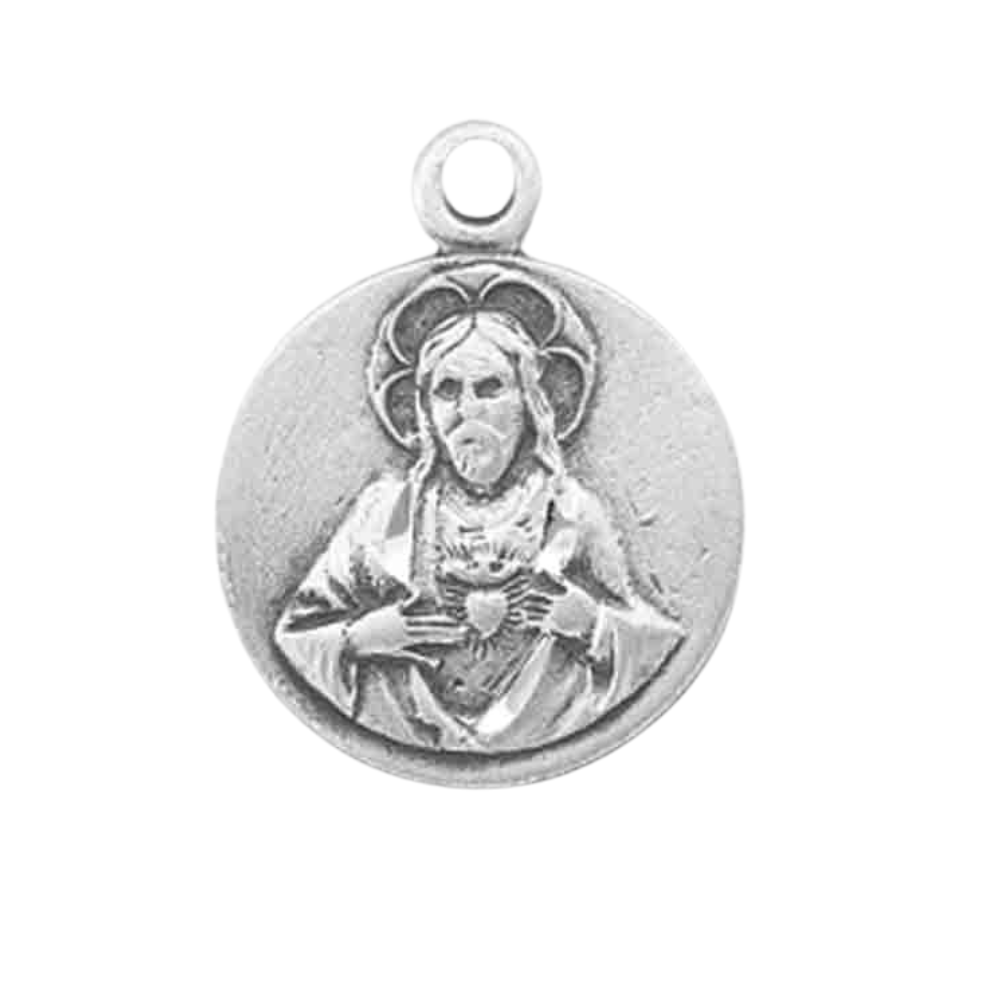 Sacred Heart of Jesus Scapular Sterling Silver Necklace — 18" Chain, Gift Box