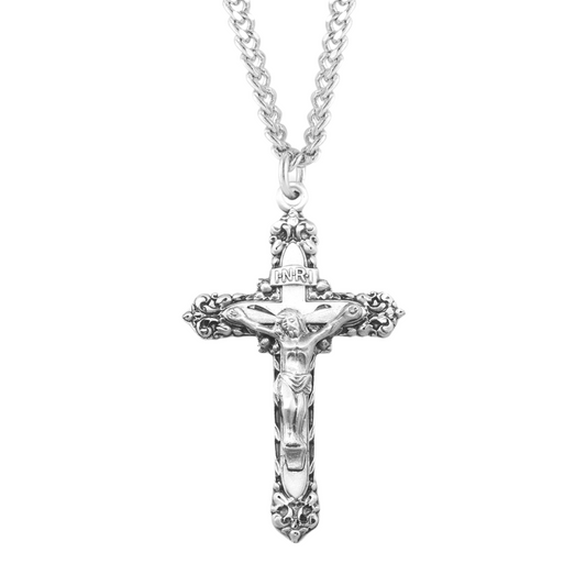 Sterling Silver Ornate Crucifix, Catholic Gift, Made in USA