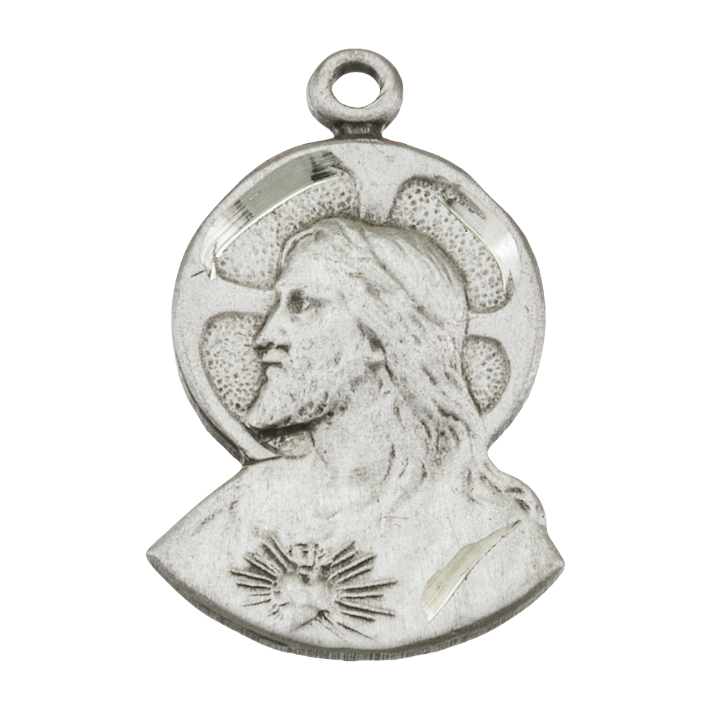 Sacred Heart of Jesus Scapular Sterling Silver Medal — 18" Chain, Gift Box