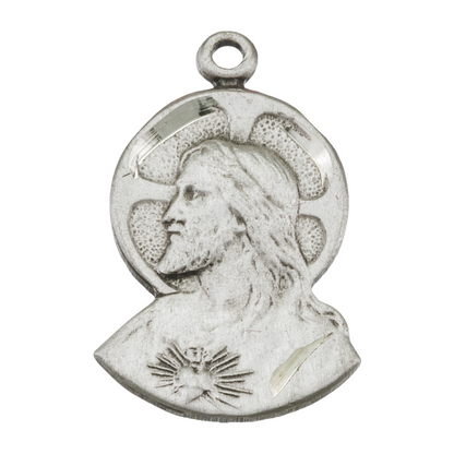Sacred Heart of Jesus Scapular Sterling Silver Medal — 18" Chain, Gift Box