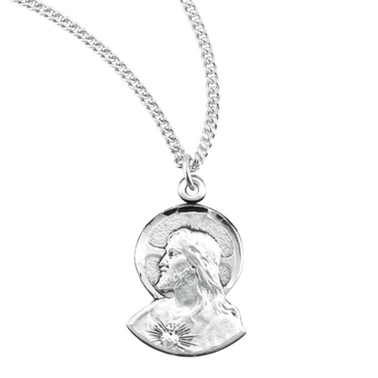 Scapular Sacred Heart of Jesus Profile Sterling Silver Medal, Catholic Gift, Made in USA