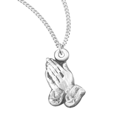 Praying Hands Sterling Silver Medal, Catholic Gift, Made in USA