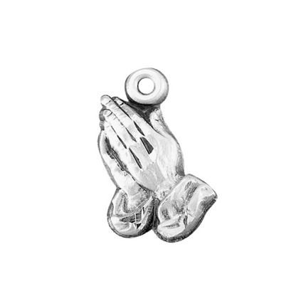 Praying Hands Sterling Silver Medal Pendant — 18" Chain, Gift Box Included
