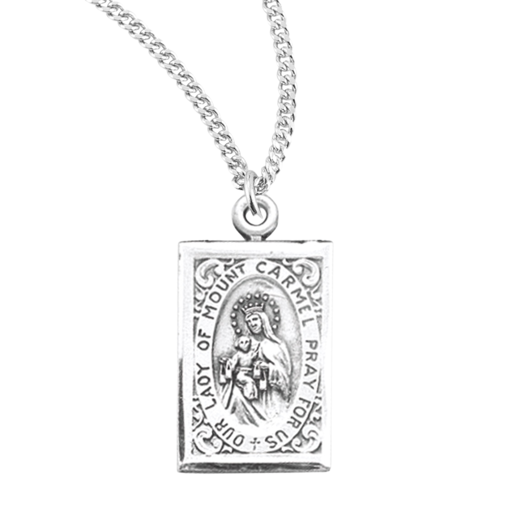 Our Lady of Mount Carmel Sterling Silver Scapular Medal, Catholic Gift, Made in USA