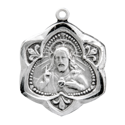 Sacred Heart of Jesus Crown of Thorns Scapular Necklace, Sterling Silver, USA