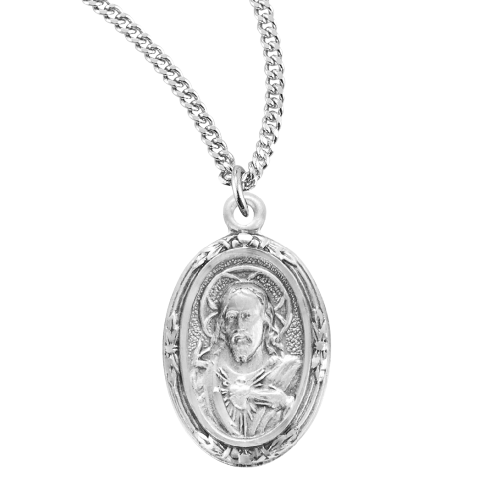 Sacred Heart of Jesus Sterling Silver Scapular Medal, Catholic Gift, Made in USA