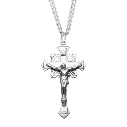 Flare End Sterling Silver Crucifix, Catholic Gift, Made in USA