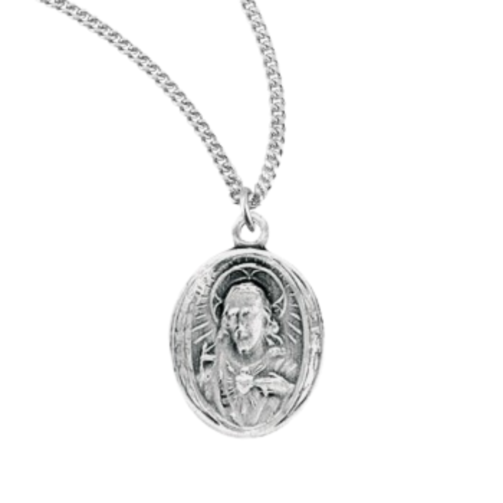Sacred Heart of Jesus Sterling Silver Scapular Medal, Catholic Gift, Made in USA
