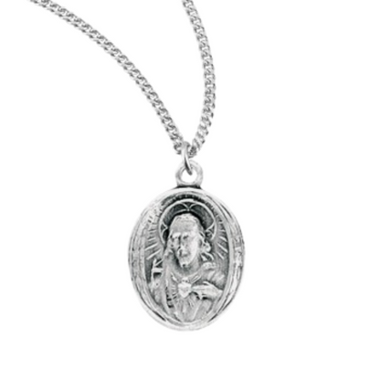 Sacred Heart of Jesus Sterling Silver Scapular Medal, Catholic Gift, Made in USA