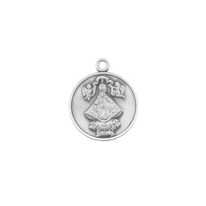 Virgin DeSan Juan Sterling Silver Medal Pendant Necklace — 18" Chain, Gift Box