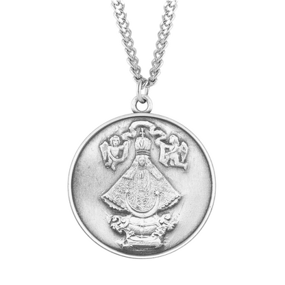 1-1/8" Large Round Virgin DeSan Juan Medal, Catholic Gift, Made in USA