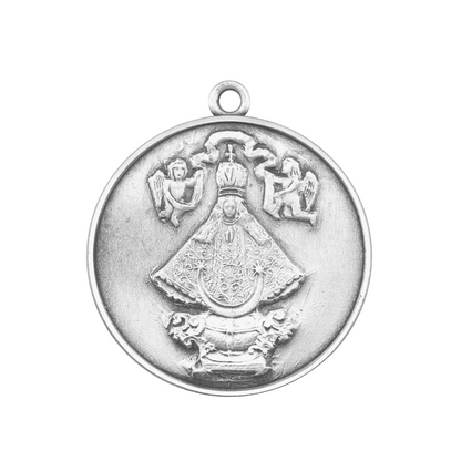 Virgin DeSan Juan Sterling Silver Medal Pendant — 18" Chain, Gift Box Included