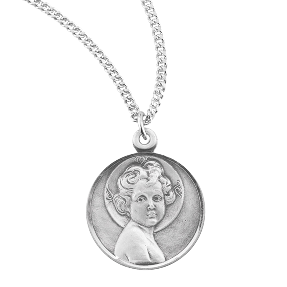 Sterling Silver "Light of the World" Round Infant Jesus Medal, Catholic Gift, Made in USA