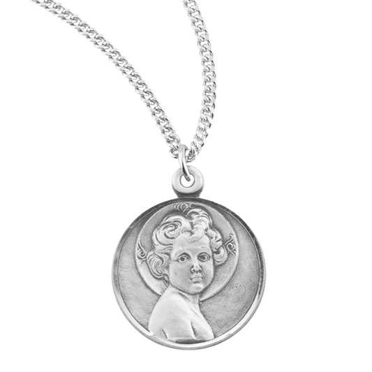 Sterling Silver "Light of the World" Round Infant Jesus Medal, Catholic Gift, Made in USA