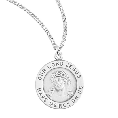 Sterling Silver Round Lord Jesus Christ Medal, Catholic Gift, Made in USA