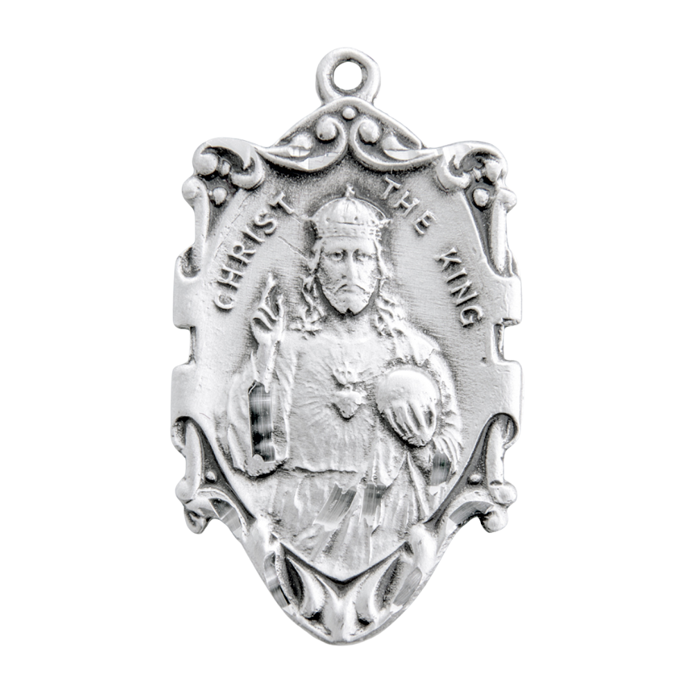 Christ the King Sterling Silver Medal Pendant — 24" Chain, Gift Box Included
