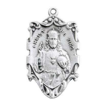 Christ the King Sterling Silver Medal Pendant — 24" Chain, Gift Box Included