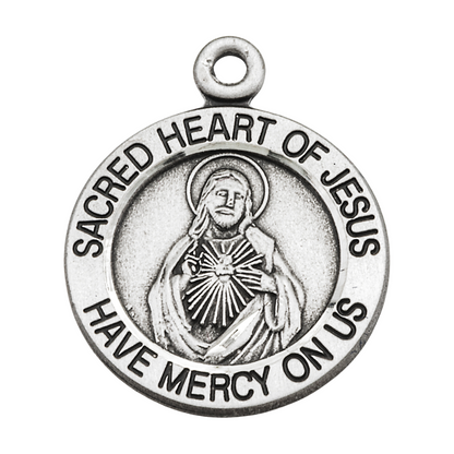 Sacred Heart of Jesus Sterling Silver Necklace — 18" Chain, Gift Box Included