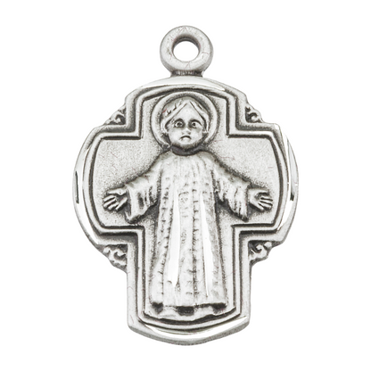 Christ the Child Cross Sterling Silver Necklace — 18" Chain, Gift Box Included