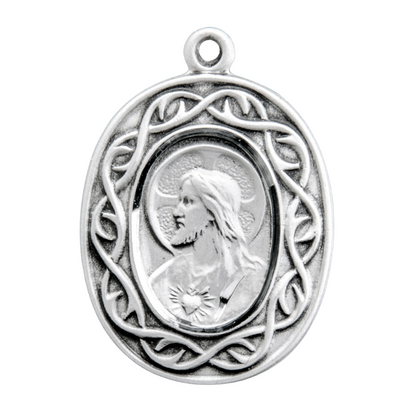 Crown of Thorns Scapular Sterling Silver Medal — 18" Chain, Gift Box Included
