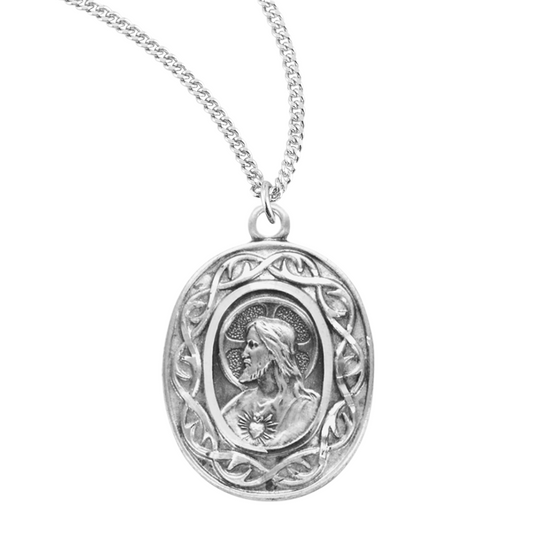 Crown of Thorns Sterling Silver Scapular Medal, Catholic Gift, Made in USA