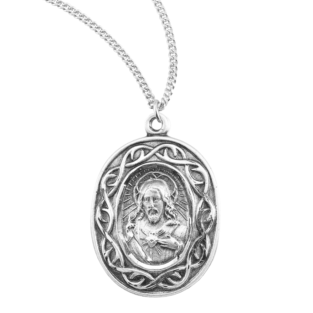 Crown of Thorns Sterling Silver Scapular Medal, Catholic Gift, Made in USA
